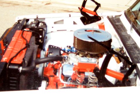 1996 Ford Bronco - The engine bay of a vehicle is shown with various components visible.