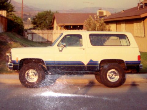 1996 Ford Bronco - This two-door SUV features a distinctive blue stripe along its side and sits on large off-road tires.