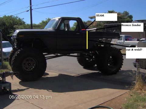 1991 Ford Bronco - This lifted pickup truck does not appear to be a 1991 Ford Bronco.