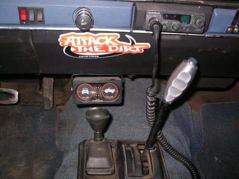 1985 Ford Bronco II - got rid of the T-shifter handle, you can see my cb radio, a few switches for lights, and a nifty clinometer.