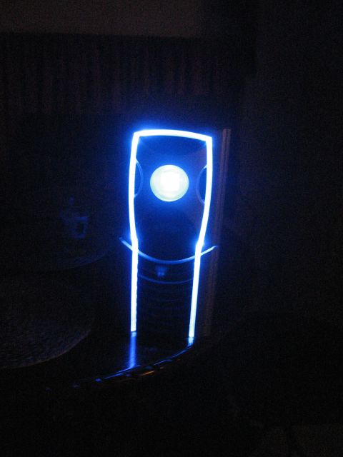 1988 Ford Bronco - Custom neon light fixture with blue trim and a central white light.