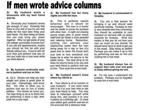 1978 Ford Bronco - This document contains advice columns written from a male perspective.