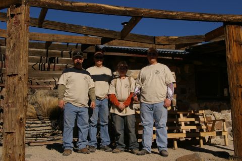 1986 Ford Bronco - Group poses in front of old construction at Panamint.