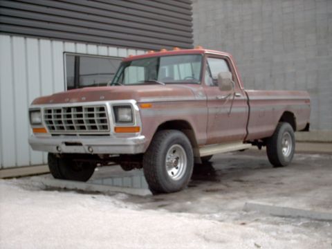 1979 Ford F-250 - This 1979 Ford F-250 pickup truck is seen from a three-quarter front angle.