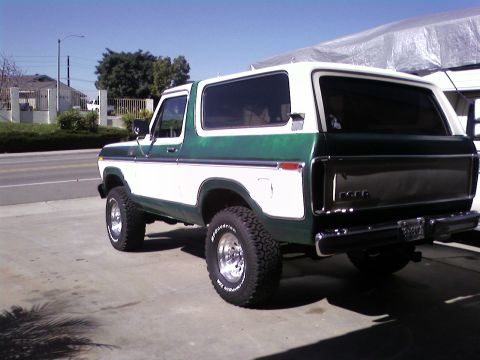 1978 Ford Bronco - Rear view of a two-tone green and white 1978 Ford Bronco.