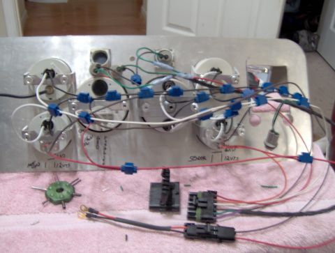 1978 Ford Bronco - Custom dashboard wiring harness and gauges assembly, possibly for a project vehicle.