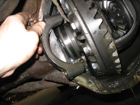1995 Ford C-350 (Centurion Conversions) - Differential gears and axle housing being worked on, with a part number visible on the housing.