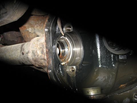 1995 Ford C-350 (Centurion Conversions) - Differential axle housing and driveshaft detail, likely during a rebuild or repair.