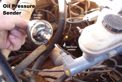 1983 Ford Bronco - As usual, the oil pressure sender diaphragm is leaking, causing the pressure to be equal on both sides. That makes the gauge read as if the…