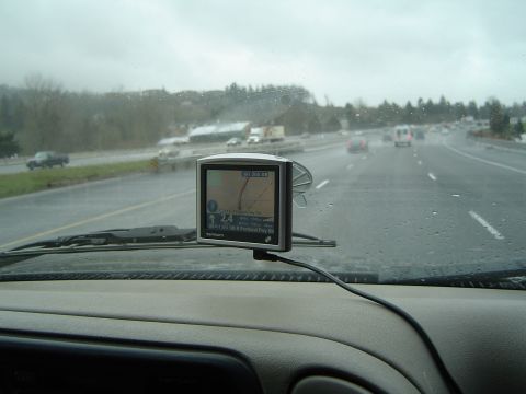 1989 Ford Bronco - Got the TomTom set up, driving down I-5