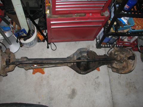 1984 Ford Bronco II - This is a vehicle's rear axle assembly, complete with brakes and suspension components.