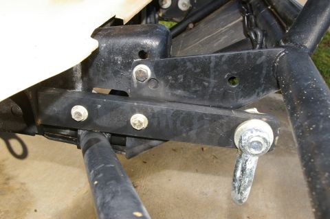 1986 Ford Bronco - Close-up view of a clevis mount assembly, likely for towing or attachment purposes.