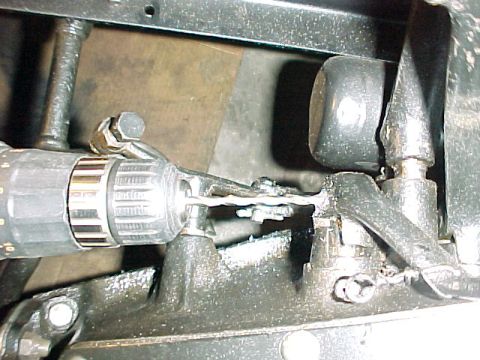 1915 Ford Model T - Drilling out the rivet from the brake pedal