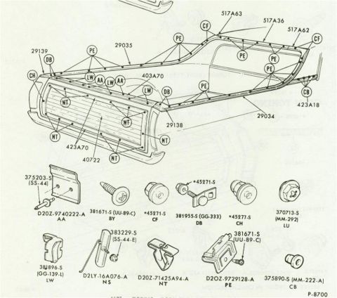 1972 Ford Ranchero - Trim Fasteners