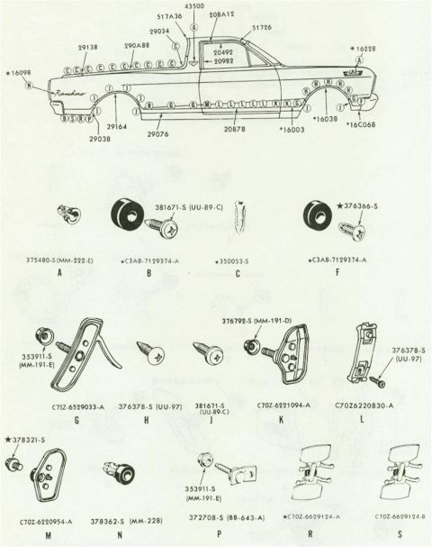 1972 Ford Ranchero - 65-67 Trim Fasteners