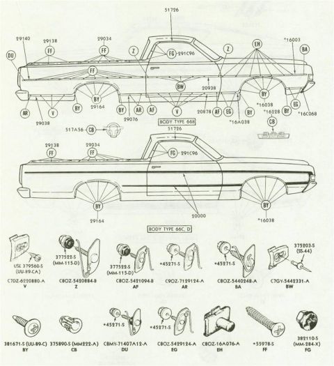 1972 Ford Ranchero - 68-69 Trim Fasteners