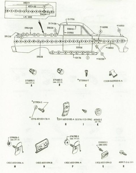 1972 Ford Ranchero - 65 Trim Fasteners