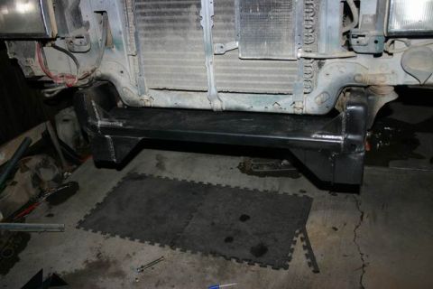1991 Ford Bronco - Front view of a 1991 Ford Bronco showing a custom bumper and radiator assembly.