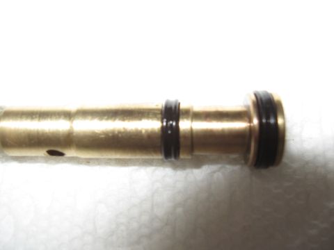 1968 Shelby GT500 - Close-up of a brass proportioning valve, two black O-rings for sealing.