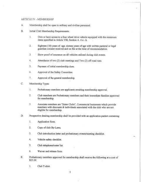 1967 Ford Bronco - This document outlines membership criteria, including vehicle requirements and types, for a club.