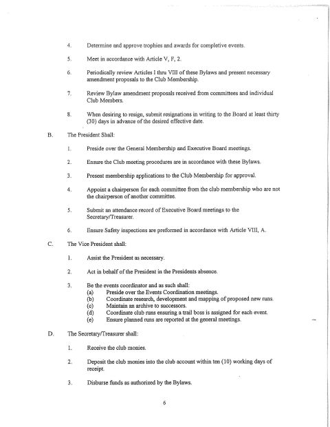 1967 Ford Bronco - This document outlines the responsibilities and procedures for club officers and meetings.