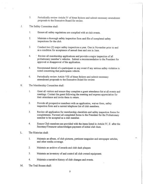 1967 Ford Bronco - This document details club bylaws and committee responsibilities, a SuperMotors logo.