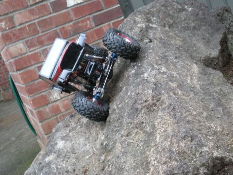 1993 Ford Bronco - This remote control rock crawler navigates a challenging rocky terrain.