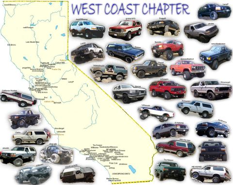 1989 Ford Bronco - This image shows a collection of Ford Broncos from various years, including a 1989 model.