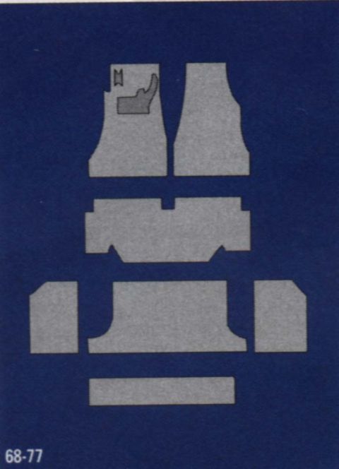 1977 Chevrolet Corvette - Diagram shows floor mat shapes for vehicles from 1968-1977.