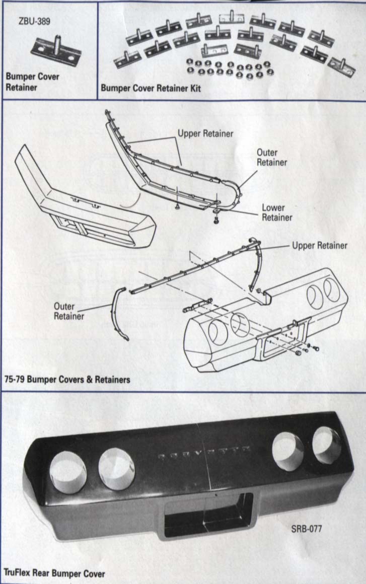 Exploded view of 75-79 bumper covers and retainers with retainer kit