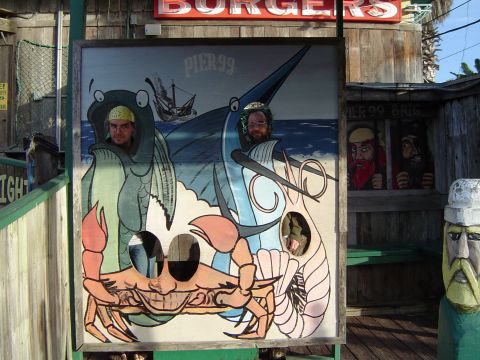 1989 Ford Bronco - A photo booth at Pier 99 features cutouts of sea creatures for visitors to pose with.