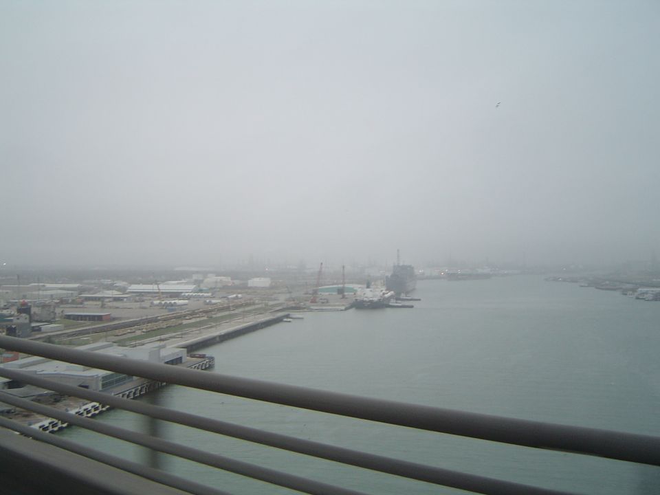 Driving over the bridge to Padre Island