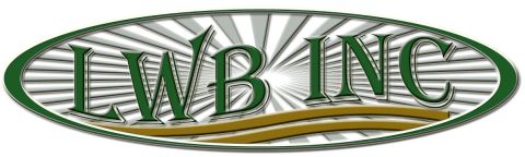 1990 Ford Bronco - Oval logo reading LWB INC in green block lettering with a sunburst background and gold ribbon accent.