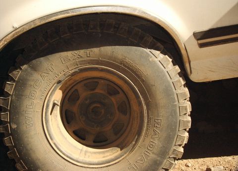 1987 Ford Bronco - 33" tire stuffed with a 4" lift; future fender trimming