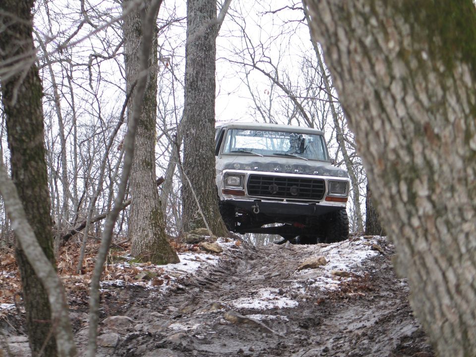 Gray SUV on a dirt road surrounded by trees