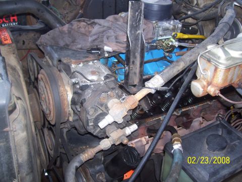 1978 Ford Bronco - Close-up view of an engine bay, with a date stamp indicating it was photographed on 02/23/2008.