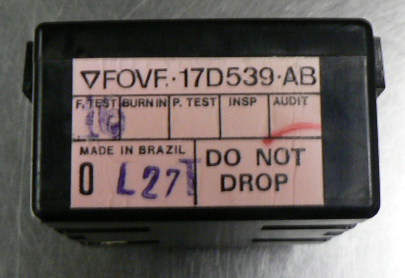 Black Ford module labeled FOVF-17D539-AB, Made in Brazil, Do Not Drop