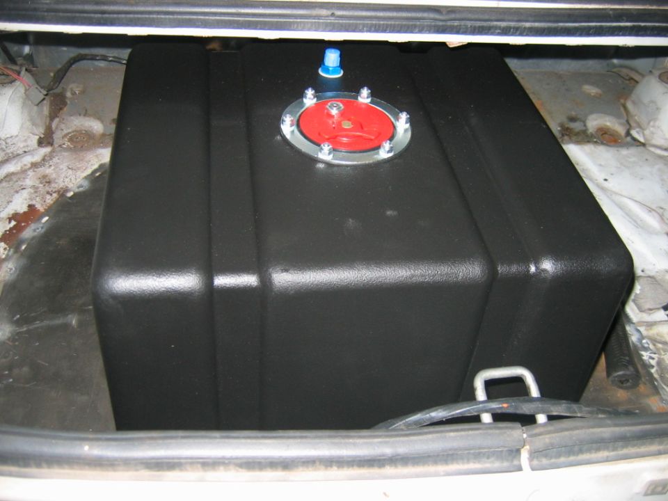 aftermarket fuel cell installed in trunk
