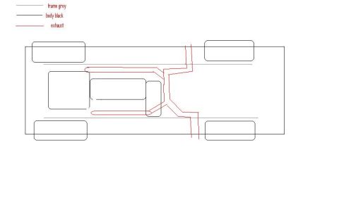 1991 Ford Bronco - Diagram illustrating the undercarriage components of a vehicle, including frame, body, and exhaust.