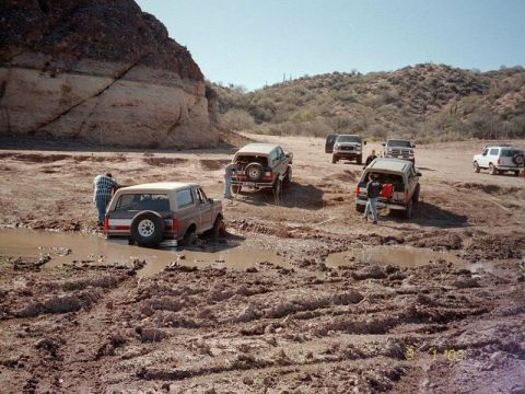 1993 Ford Bronco - Brian got stuck pretty good here...I think he blew a front hub or an ARB line...I cant remember...