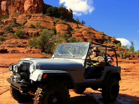 1983 Jeep CJ7 - Driver sits in a 1983 Jeep CJ7 during a trip to Sedona, Arizona.