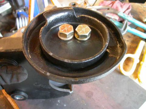 1990 Ford Bronco - Coil cups mounted on lower radius arm mounts. I drilled the mounting holes out from their stock 7/16" size to 9/16", which is the largest p…