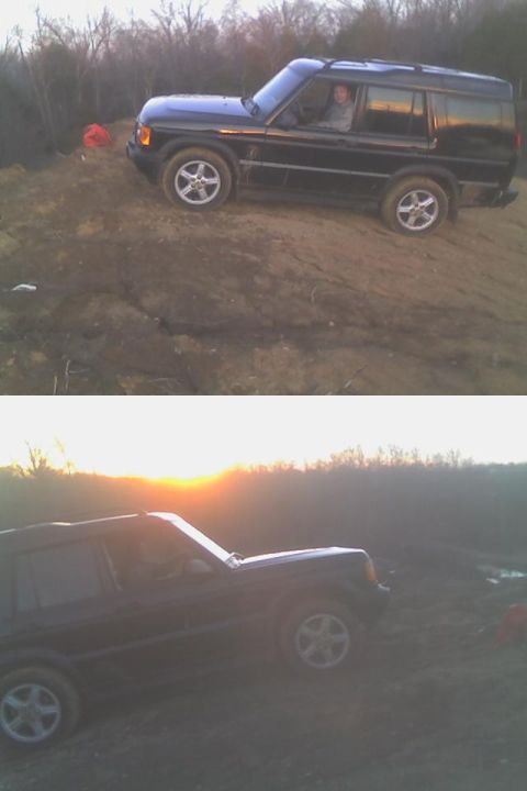 1983 Ford Bronco - My boss on a gravel mound in his new toy: a '99 Disco2 that he bought from a customer who couldn't afford to fix the blown engine (& all th…