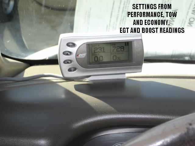 Digital gauge showing EGT and boost readings
