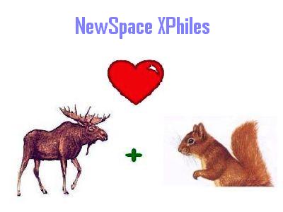 2001 Isuzu Vehicross - Graphic with moose, squirrel, heart, and text 'NewSpace XPhiles' and 'SUPERMOTORS'.