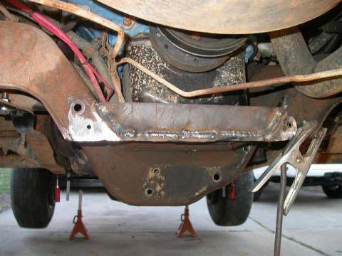 1990 Ford Bronco - Upper cross member brace welded in. It clears the front of the oil pan by a good inch and a half, so no clearance problems.