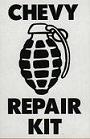 1992 Ford Mustang - This sticker reads 'CHEVY REPAIR KIT' and features a grenade illustration.