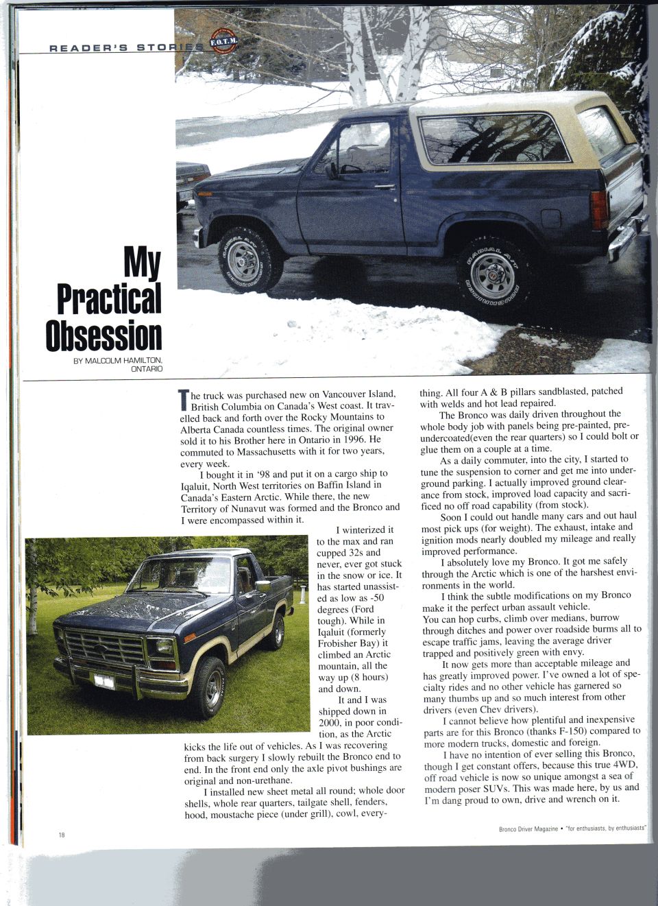 In print. I was voted Fullsize of the month September 07' and got this two page write up in Broncodriver magazine.