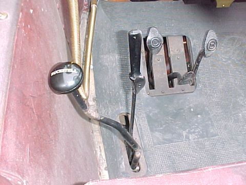 1913 Ford Model T - Ruckstell shifter in "High" or direct drive position (forward).