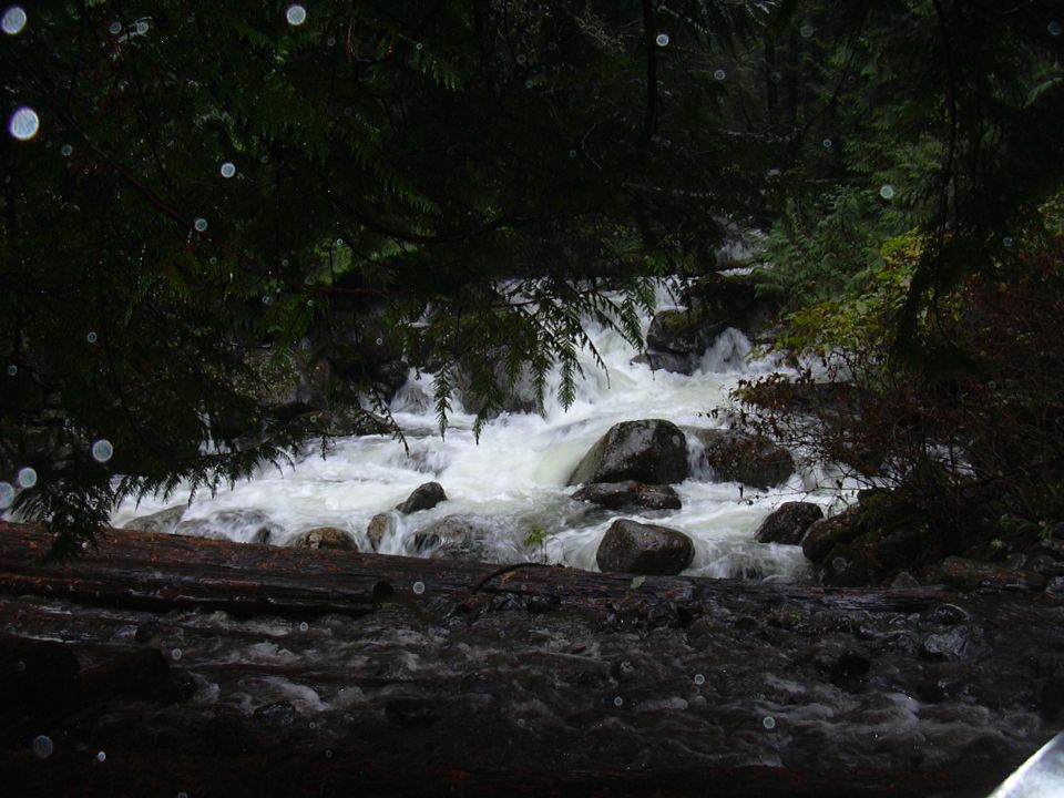 The river as we crossed the old wood bridge on The Lake Isabel Trail